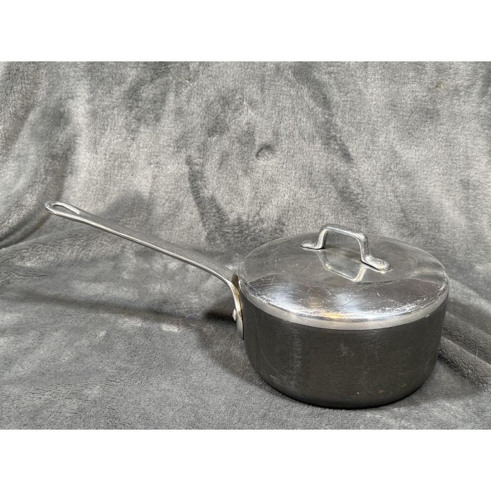 Aluminum Saucepan 6in Pan With Lid Silver Riveted Handle Gas Electric Kitchen